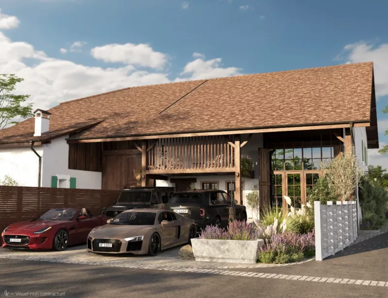 Arrière-cour d’une villa en Suisse Arrière-cour d'une villa en Suisse